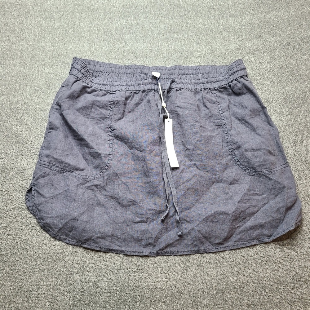 Caslon Linen Skirt Women Petite XL‎ Purple NEW Drawstring Elastic Waist Pockets